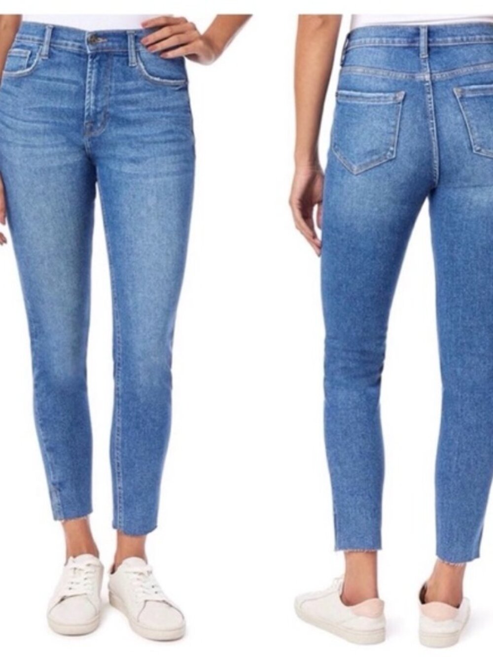 Kensie The Kelsey size 10 high rise skinny blue fade denim jeans classic raw hem